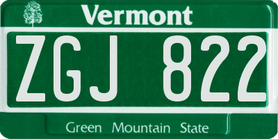 VT license plate ZGJ822