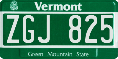 VT license plate ZGJ825