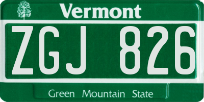 VT license plate ZGJ826