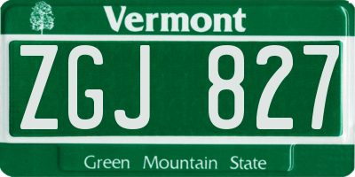 VT license plate ZGJ827