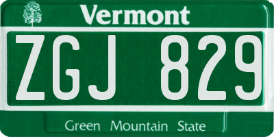 VT license plate ZGJ829