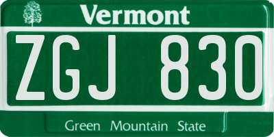 VT license plate ZGJ830