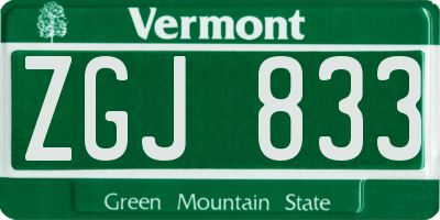 VT license plate ZGJ833