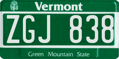 VT license plate ZGJ838