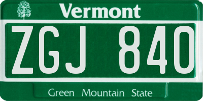 VT license plate ZGJ840