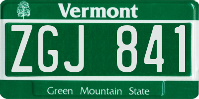 VT license plate ZGJ841