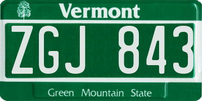 VT license plate ZGJ843