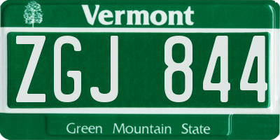 VT license plate ZGJ844
