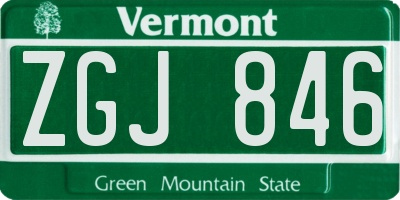 VT license plate ZGJ846