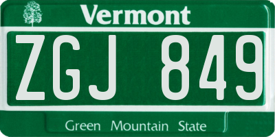 VT license plate ZGJ849