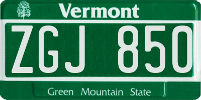 VT license plate ZGJ850