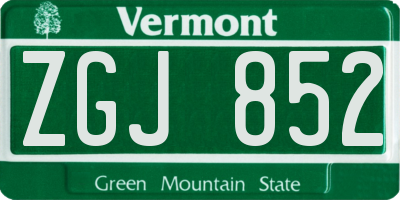 VT license plate ZGJ852