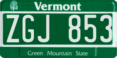VT license plate ZGJ853