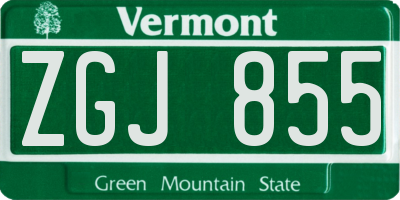 VT license plate ZGJ855