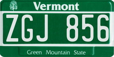 VT license plate ZGJ856