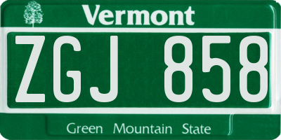 VT license plate ZGJ858