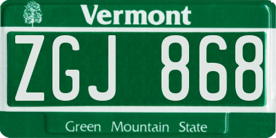 VT license plate ZGJ868