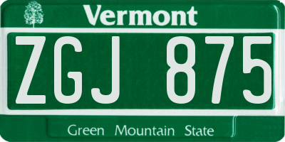 VT license plate ZGJ875