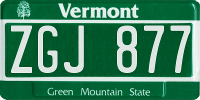 VT license plate ZGJ877