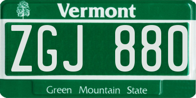 VT license plate ZGJ880