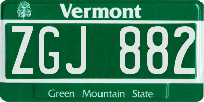 VT license plate ZGJ882
