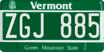 VT license plate ZGJ885