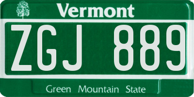 VT license plate ZGJ889