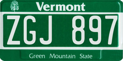 VT license plate ZGJ897