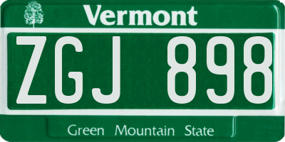 VT license plate ZGJ898