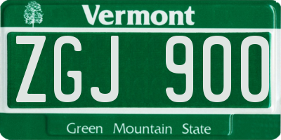 VT license plate ZGJ900
