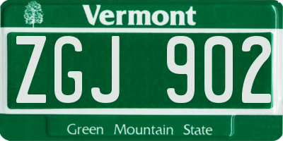 VT license plate ZGJ902