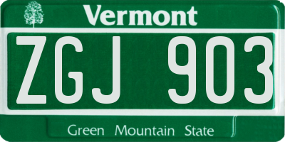 VT license plate ZGJ903