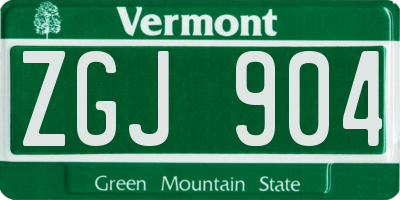 VT license plate ZGJ904