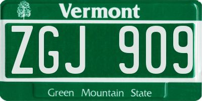 VT license plate ZGJ909