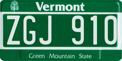 VT license plate ZGJ910