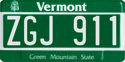 VT license plate ZGJ911