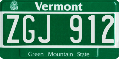 VT license plate ZGJ912