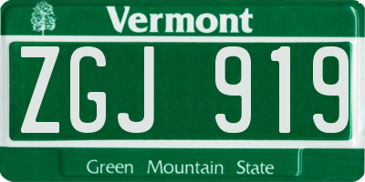 VT license plate ZGJ919