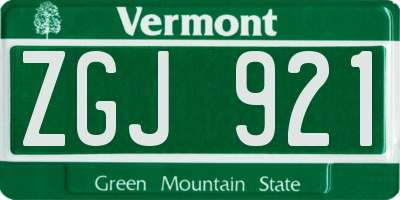 VT license plate ZGJ921
