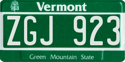 VT license plate ZGJ923