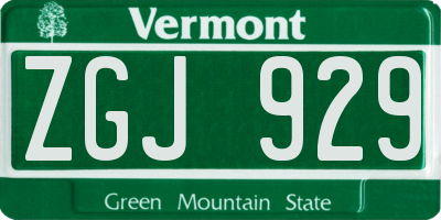 VT license plate ZGJ929