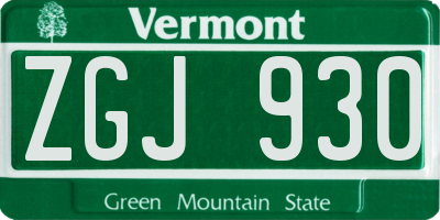 VT license plate ZGJ930