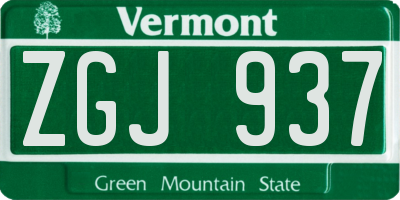 VT license plate ZGJ937