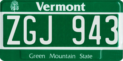 VT license plate ZGJ943