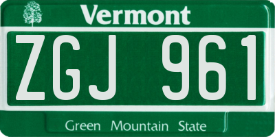 VT license plate ZGJ961