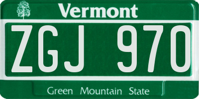 VT license plate ZGJ970