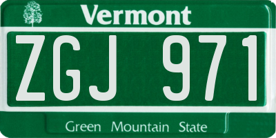 VT license plate ZGJ971
