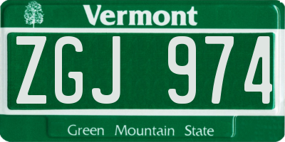 VT license plate ZGJ974