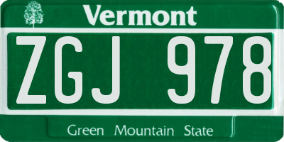 VT license plate ZGJ978