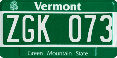 VT license plate ZGK073